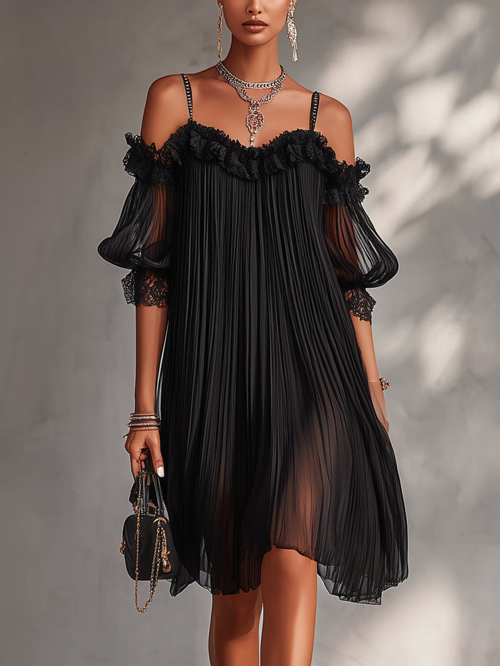 Selene™ | Lace-Trim Mini Dress