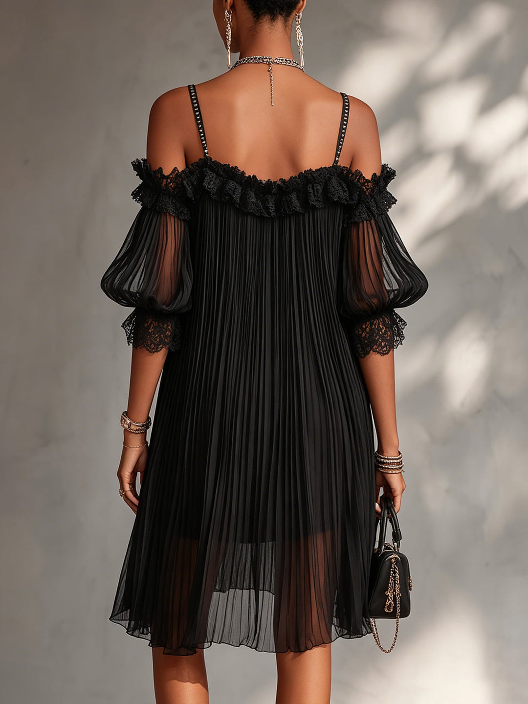 Selene™ | Lace-Trim Mini Dress