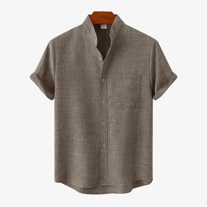Larkspur™ | The Collarless Heathered Linen Shirt