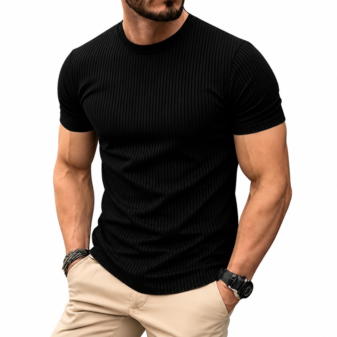 Rafael™ | Ribbed Stretch Crew Neck T-Shirt