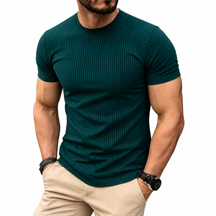 Rafael™ | Ribbed Stretch Crew Neck T-Shirt