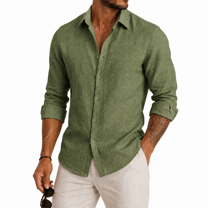 Santiago™ | Linen-Look Long Sleeve Button-Up Shirt