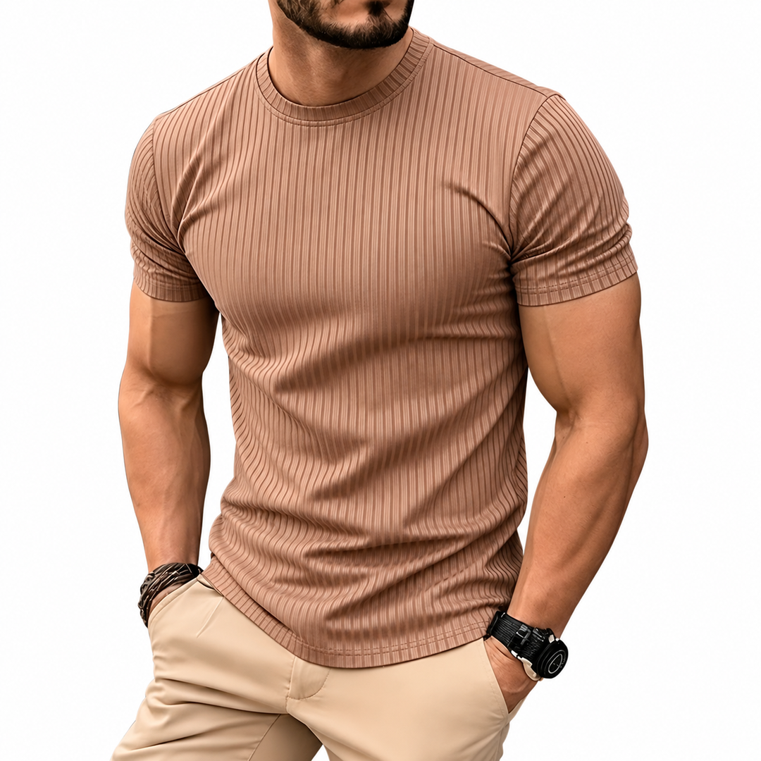 Rafael™ | Ribbed Stretch Crew Neck T-Shirt