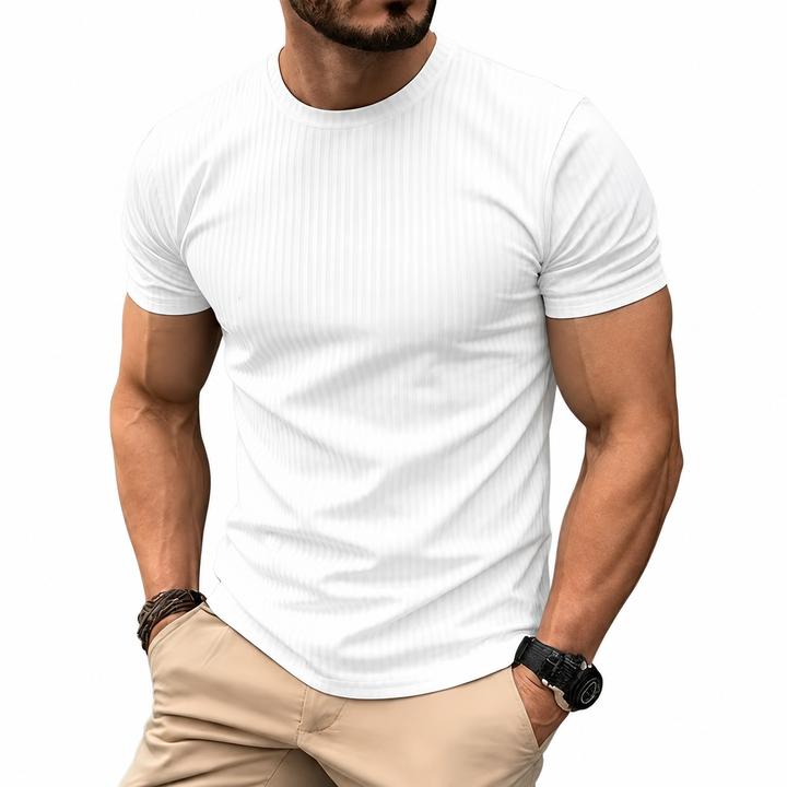 Rafael™ | Ribbed Stretch Crew Neck T-Shirt