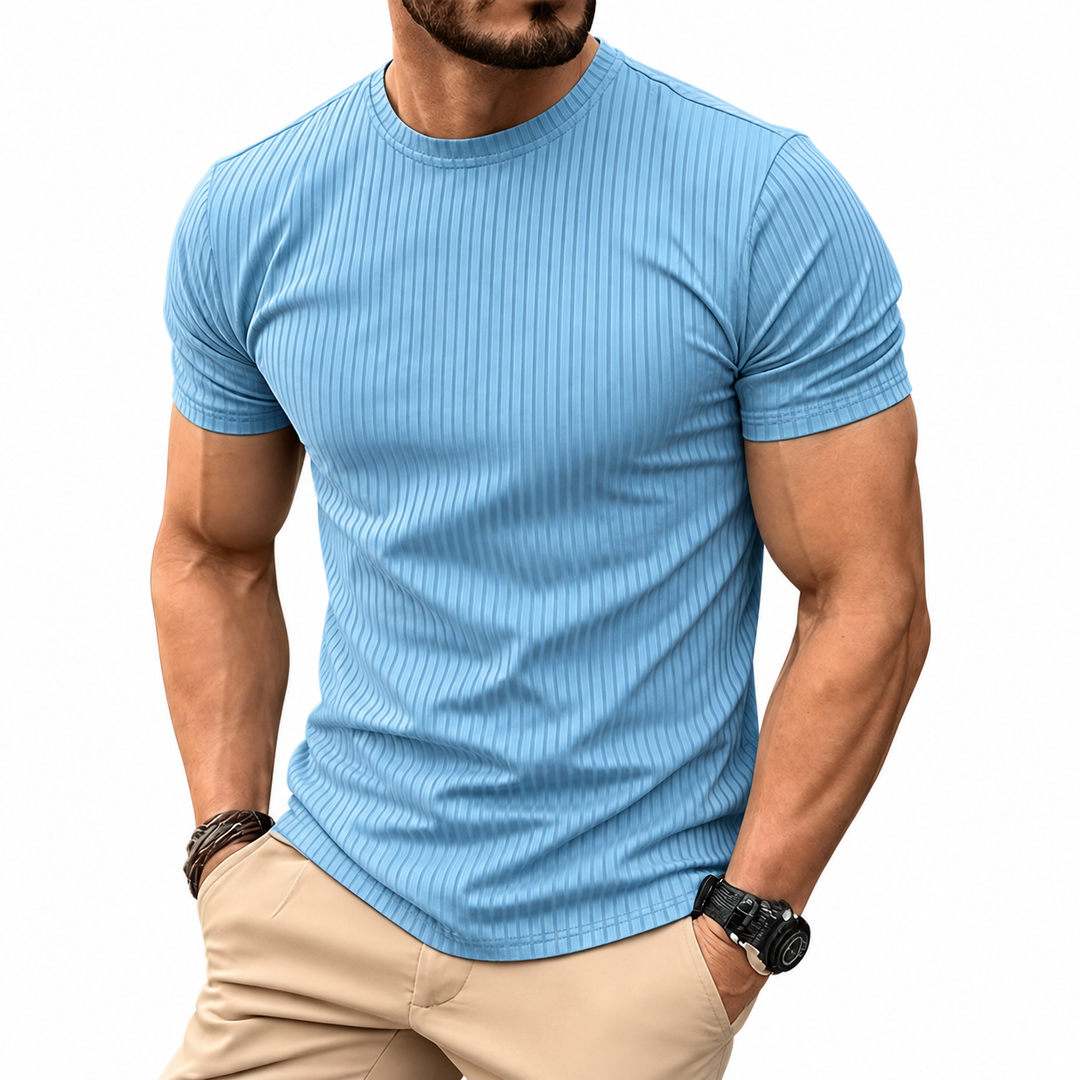 Rafael™ | Ribbed Stretch Crew Neck T-Shirt