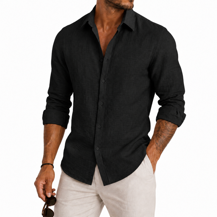 Santiago™ | Linen-Look Long Sleeve Button-Up Shirt