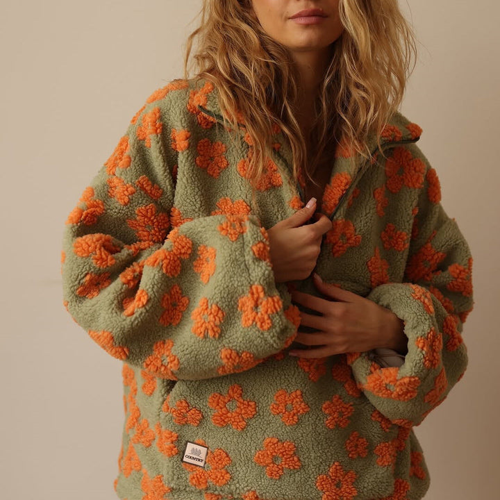 Marigold™ | The Boho Floral Sherpa Pullover