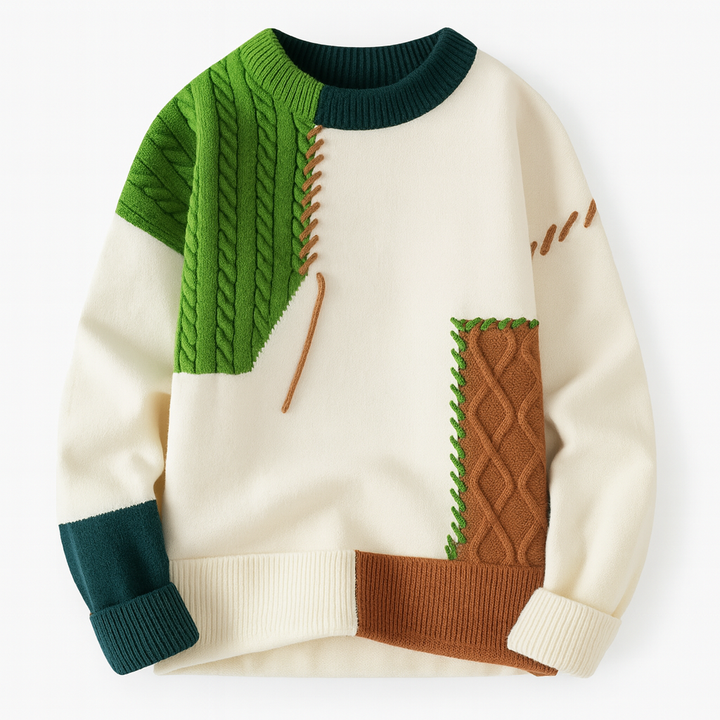 PATCHÉO™ | Artistic Colorblock Knit Sweater