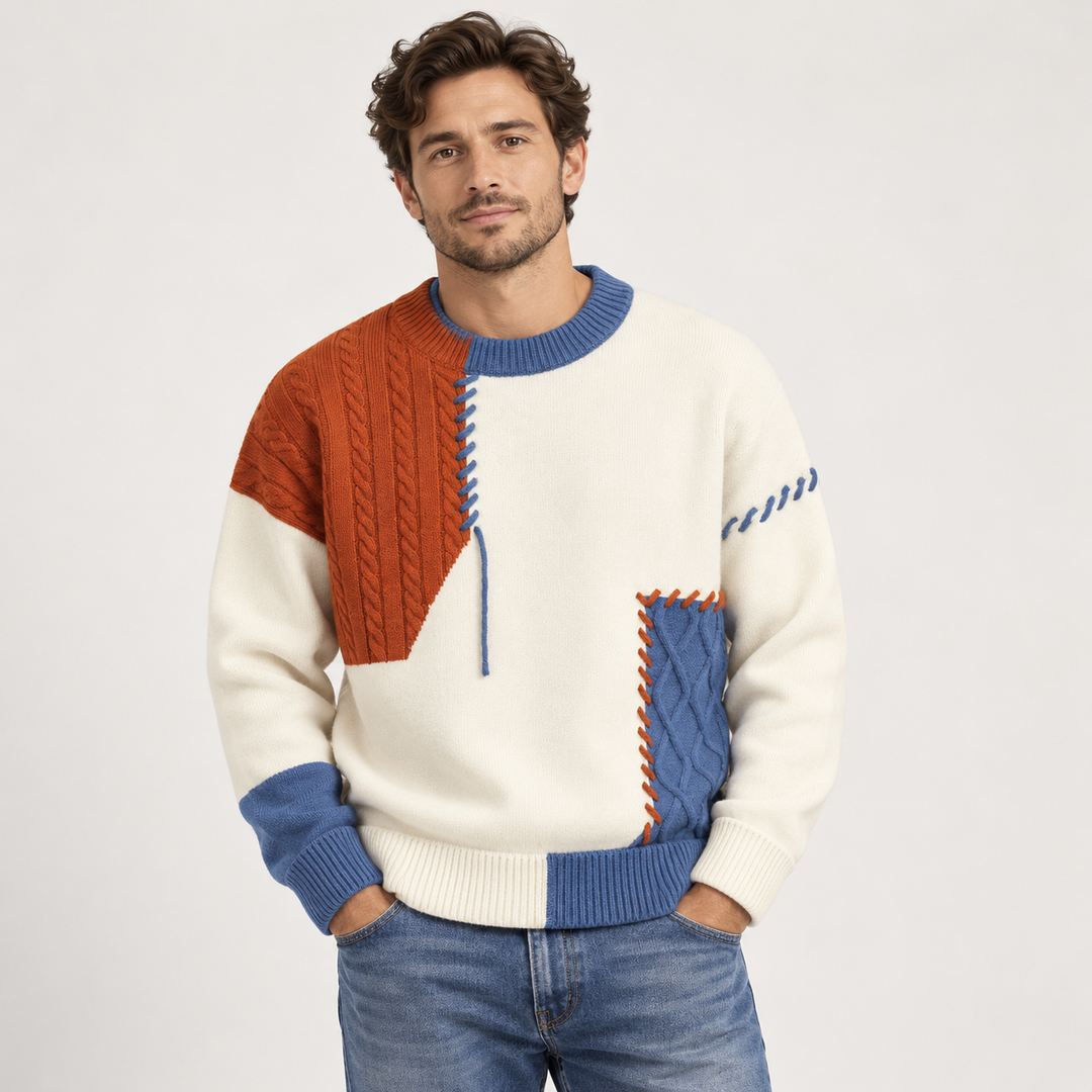 PATCHÉO™ | Artistic Colorblock Knit Sweater