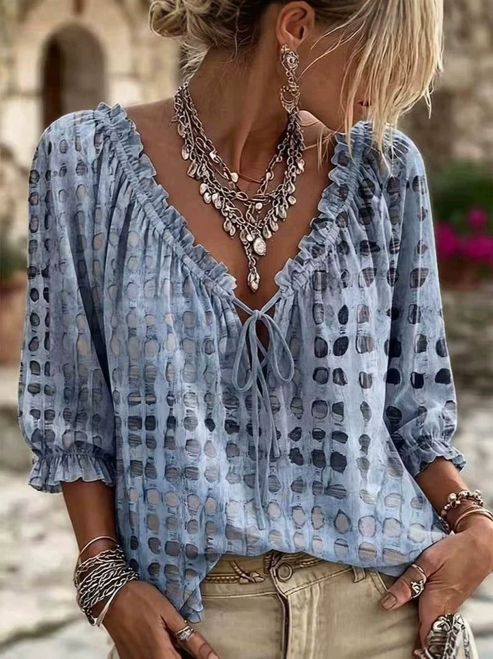 Chemise imprimée à pois ethnique
