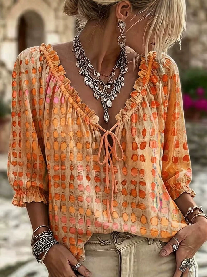 Chemise imprimée à pois ethnique