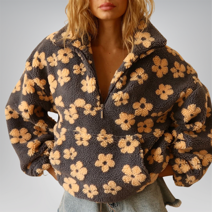 Marigold™ | The Boho Floral Sherpa Pullover