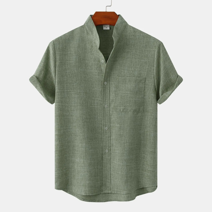 Larkspur™ | The Collarless Heathered Linen Shirt