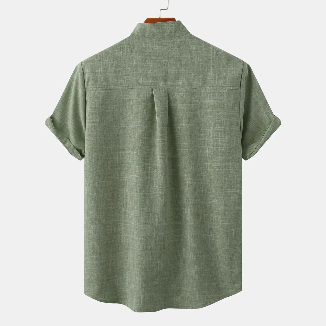 Larkspur™ | The Collarless Heathered Linen Shirt