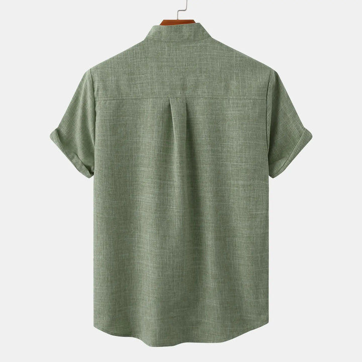 Larkspur™ | The Collarless Heathered Linen Shirt