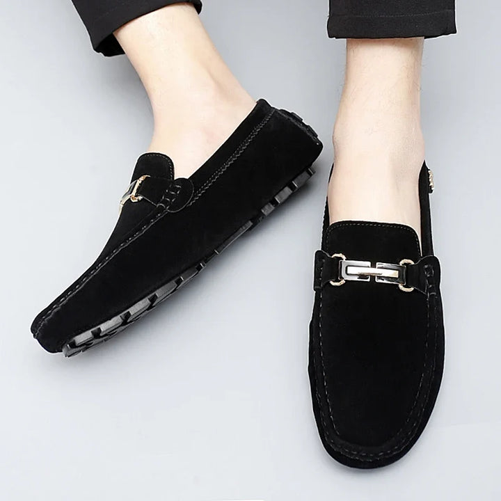 Hartley™ | The Suede Metallic-Bit Driving Loafer