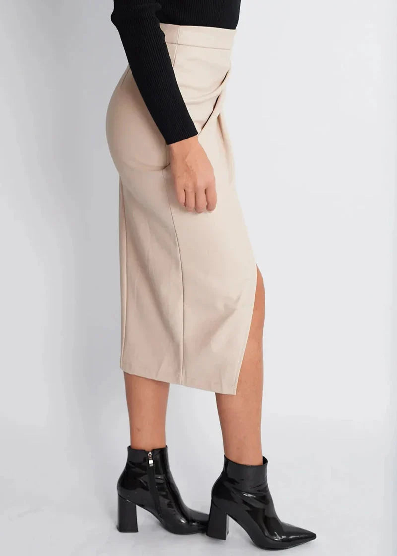 Vesper™ | The Sleek Leather Midi Skirt