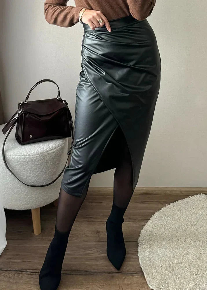 Vesper™ | The Sleek Leather Midi Skirt