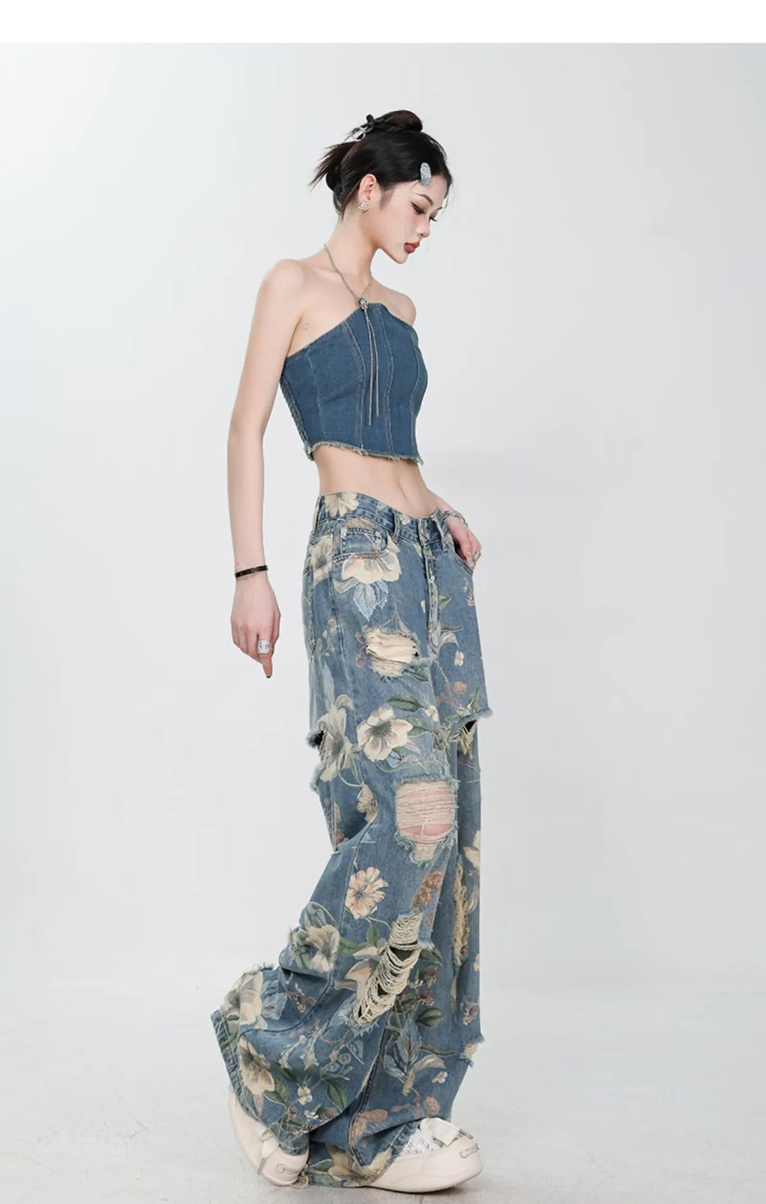 Marigold™ | The Floral Ripped Wide-Leg Jeans