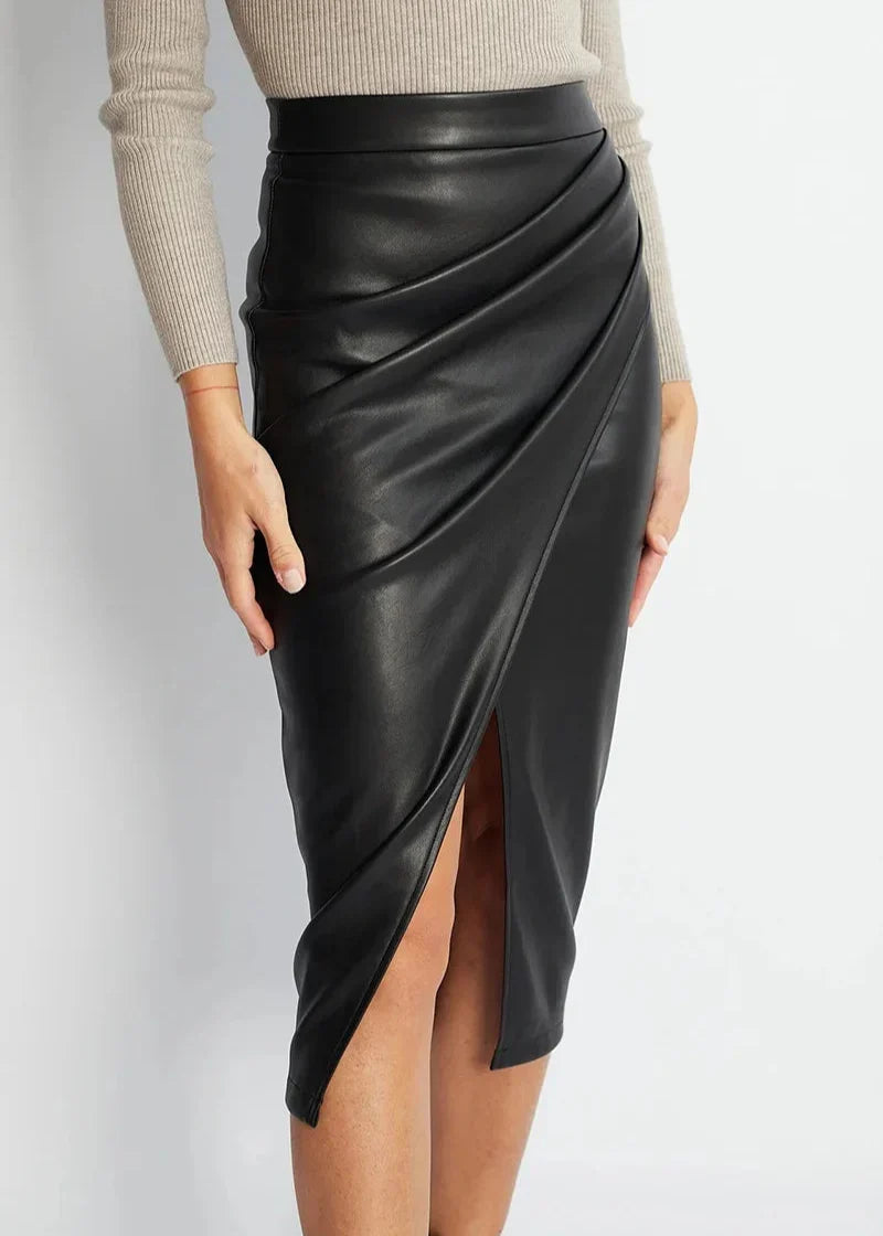Vesper™ | The Sleek Leather Midi Skirt