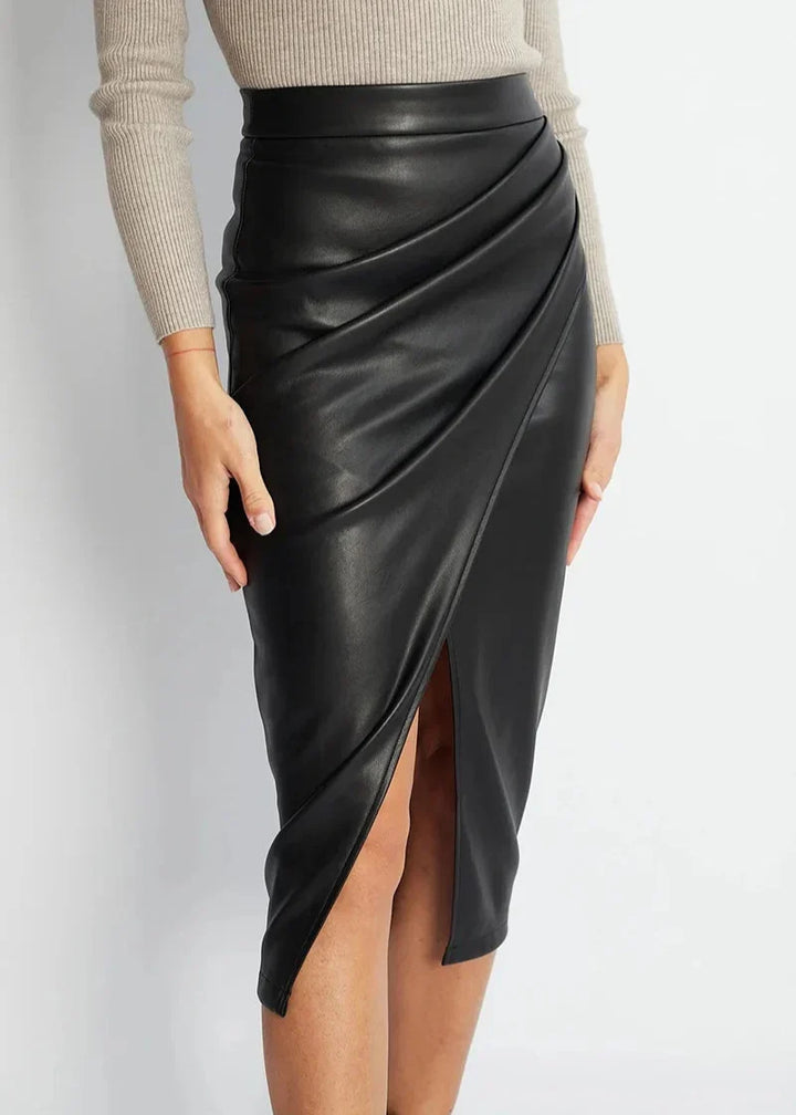 Vesper™ | The Sleek Leather Midi Skirt