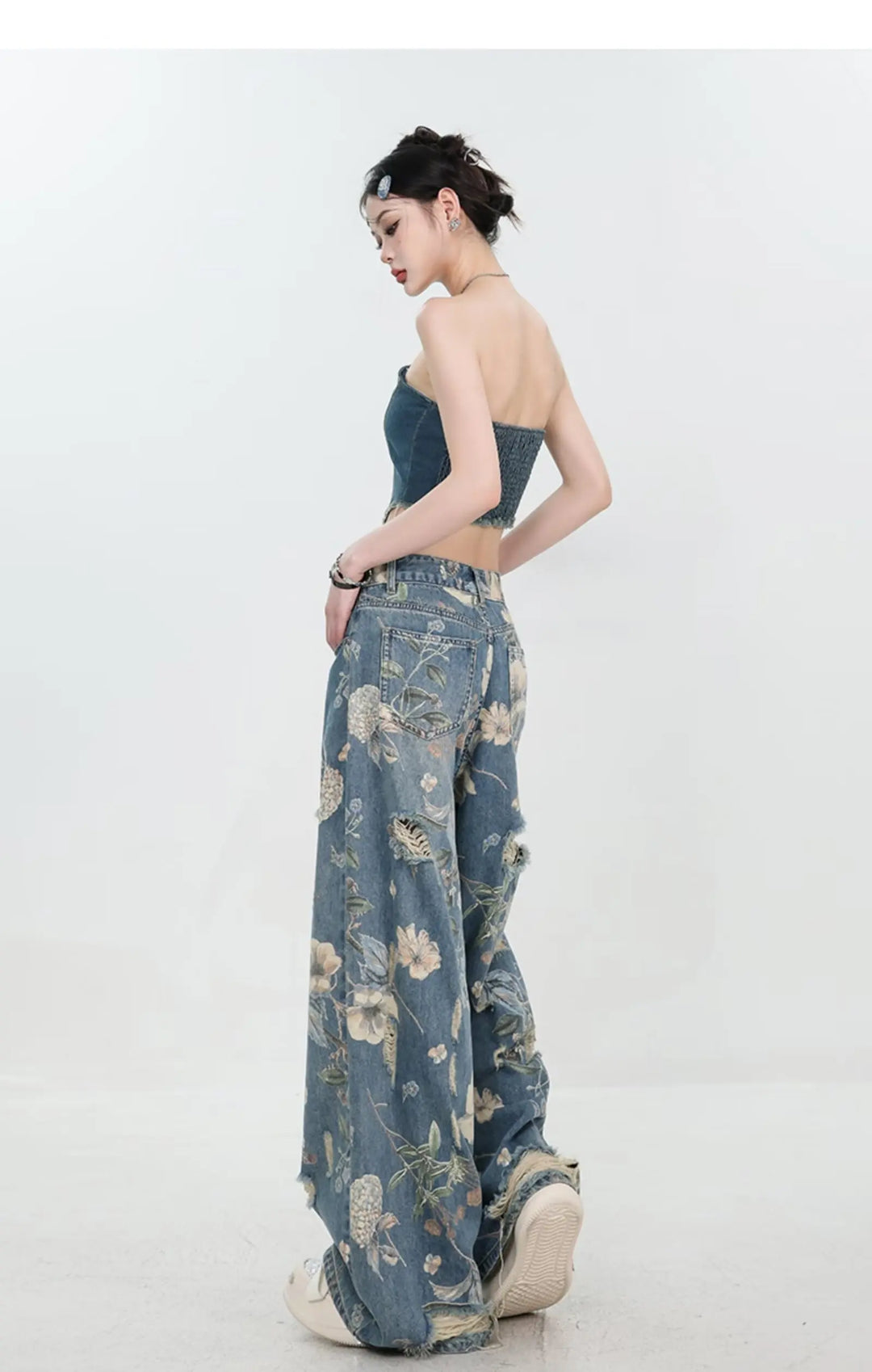 Marigold™ | The Floral Ripped Wide-Leg Jeans