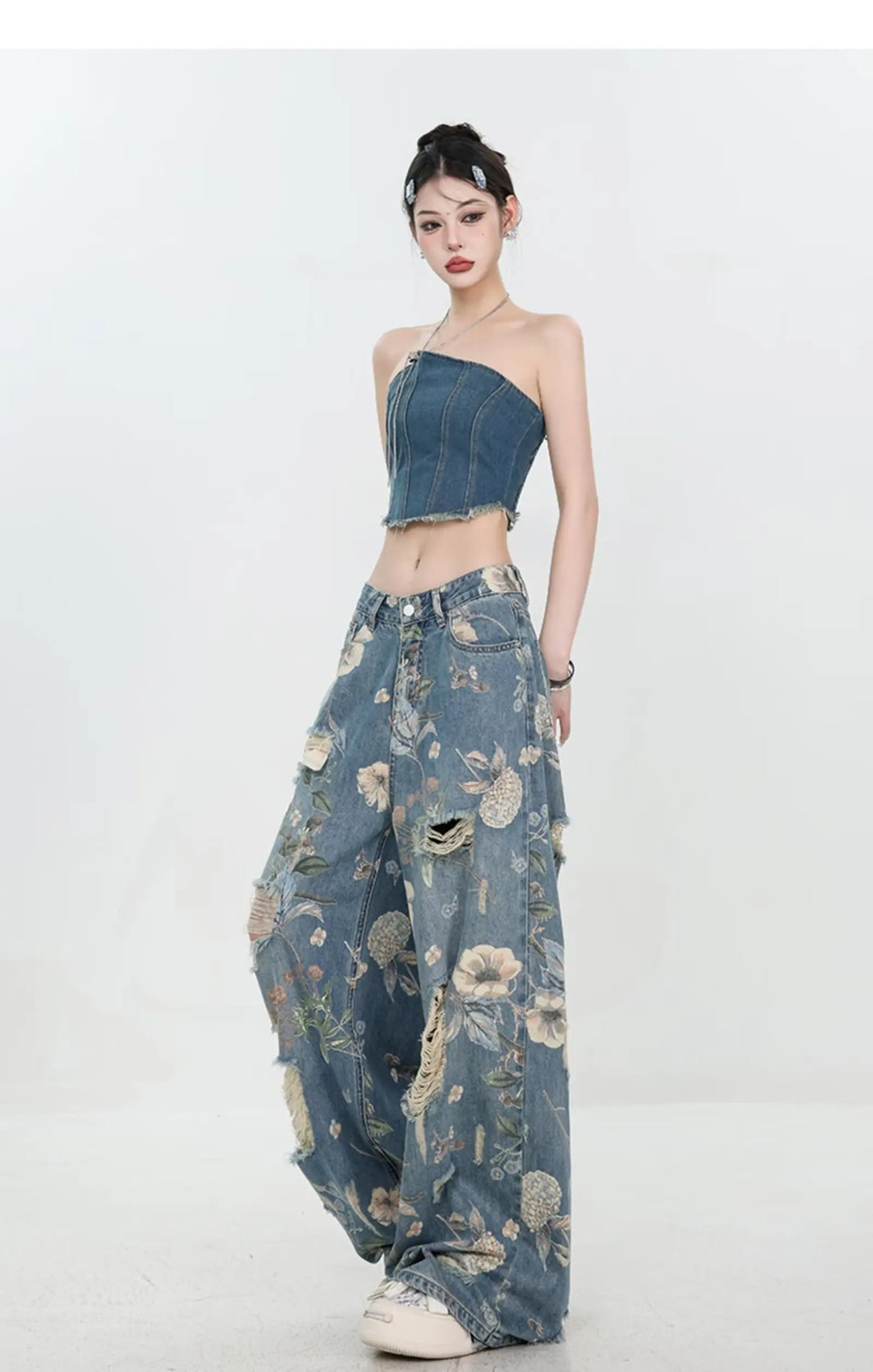 Marigold™ | The Floral Ripped Wide-Leg Jeans