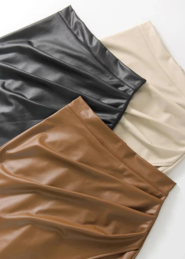 Vesper™ | The Sleek Leather Midi Skirt