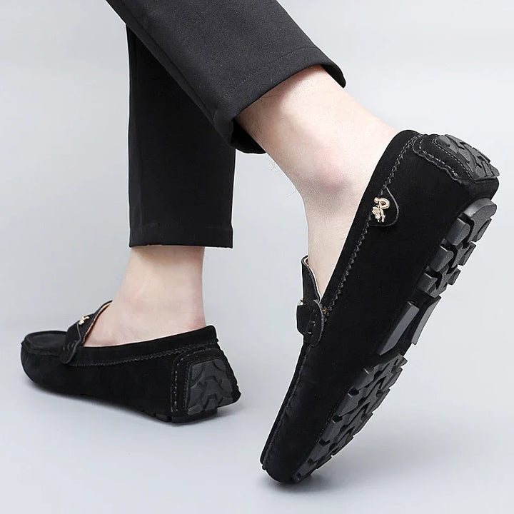 Hartley™ | The Suede Metallic-Bit Driving Loafer