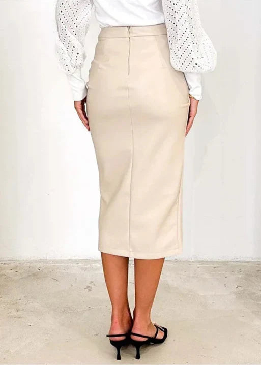 Vesper™ | The Sleek Leather Midi Skirt