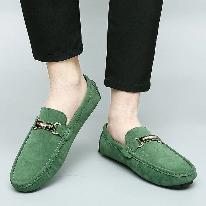 Hartley™ | The Suede Metallic-Bit Driving Loafer