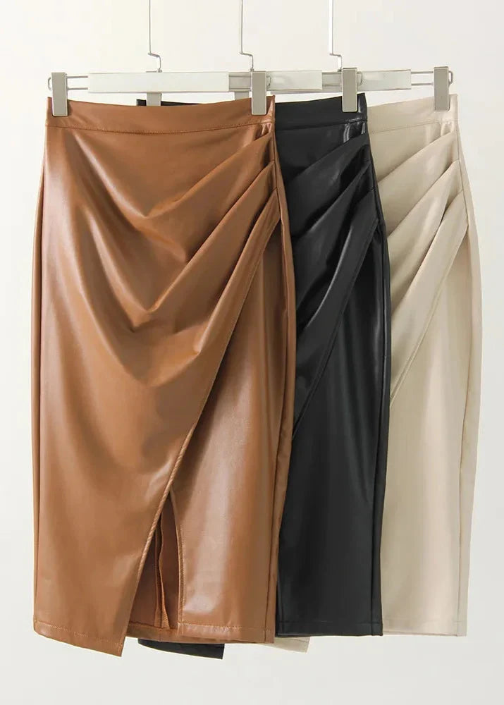 Vesper™ | The Sleek Leather Midi Skirt