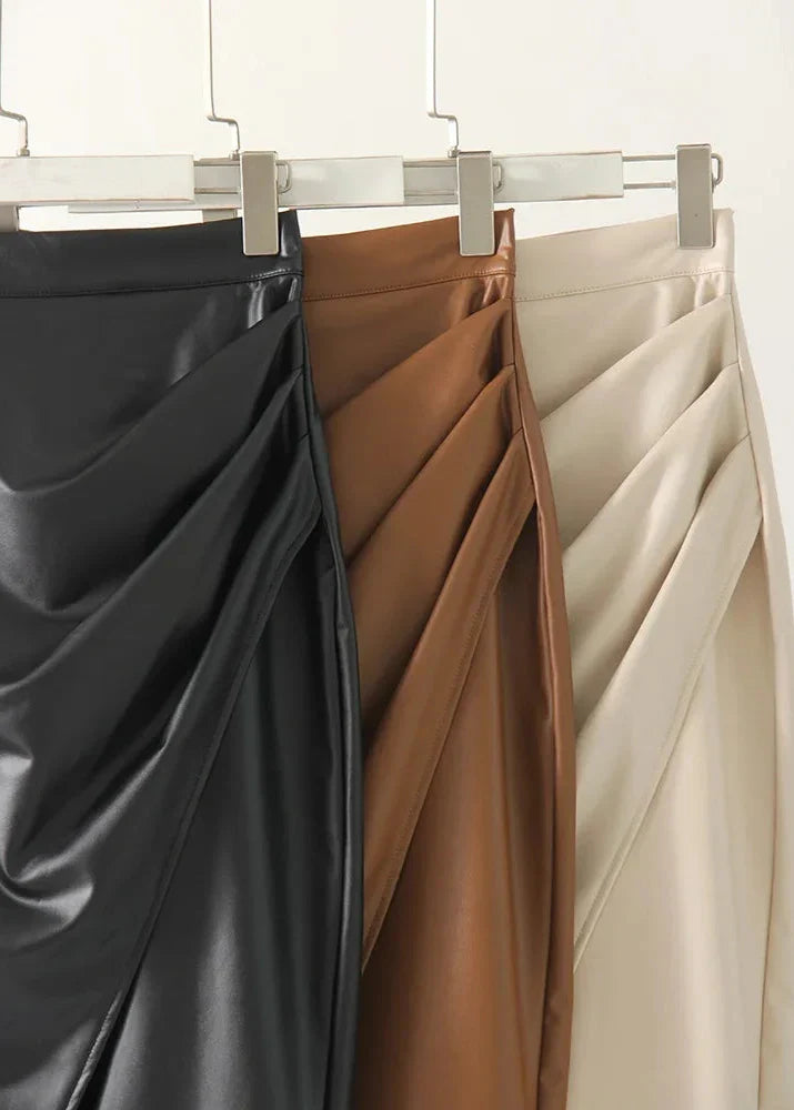 Vesper™ | The Sleek Leather Midi Skirt