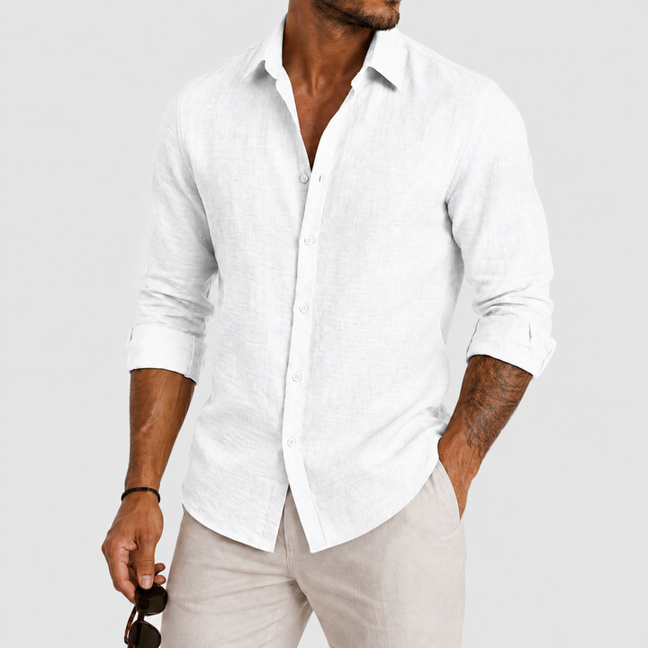 Santiago™ | Linen-Look Long Sleeve Button-Up Shirt