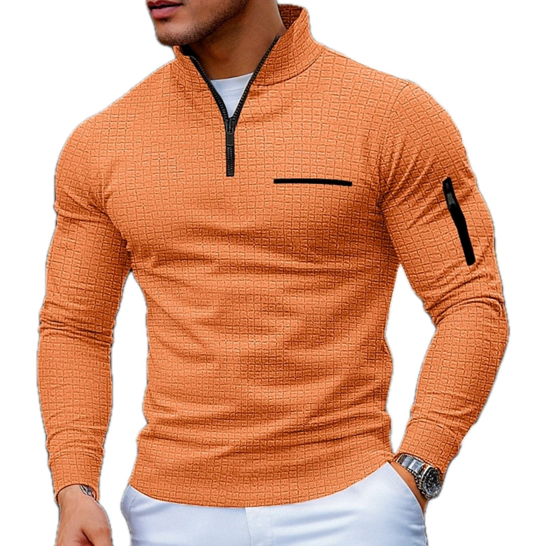 Arthur Sterling Textured Quarter-Zip Polo - Orange - view 1