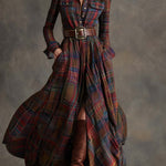 ORLYNE™ | Plaid Long-Sleeve Maxi Dress