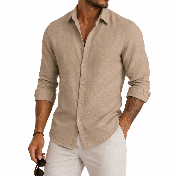 Santiago™ | Linen-Look Long Sleeve Button-Up Shirt