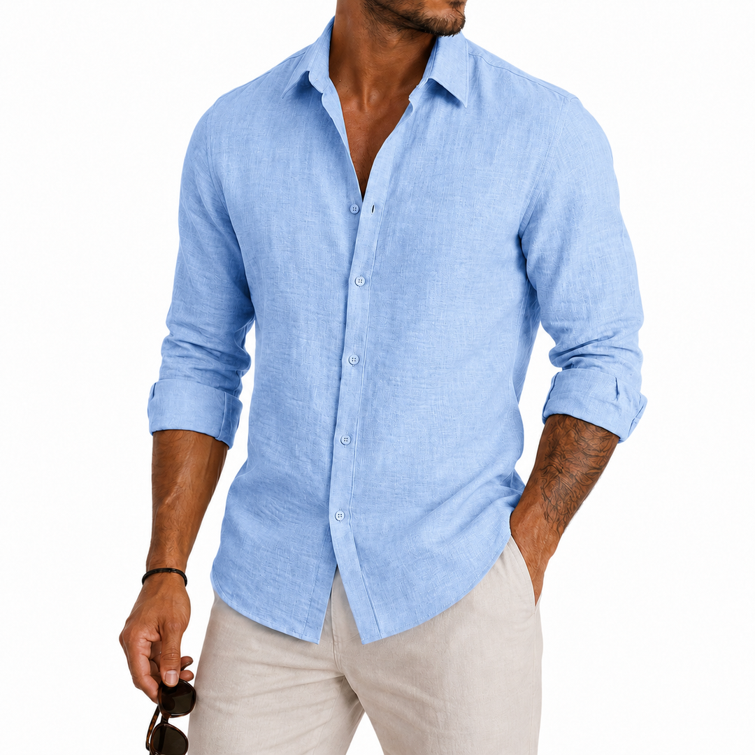 Santiago™ | Linen-Look Long Sleeve Button-Up Shirt