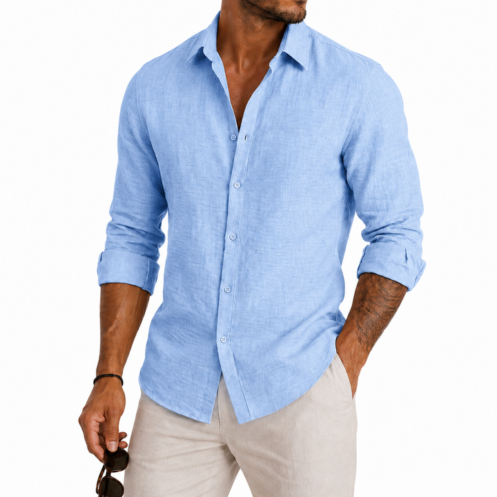 Santiago™ | Linen-Look Long Sleeve Button-Up Shirt