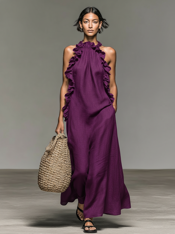 Jantine mouwloze maxi-jurk in paars