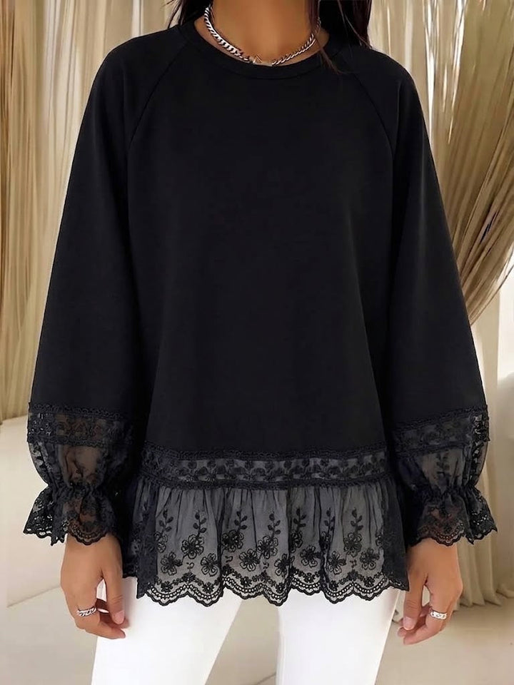 Isabelle™ | Lace-Trim Crew Neck Sweatshirt