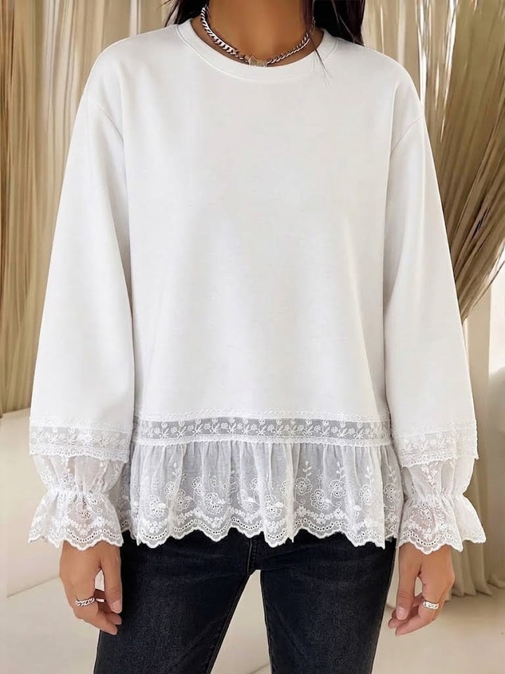 Isabelle™ | Lace-Trim Crew Neck Sweatshirt