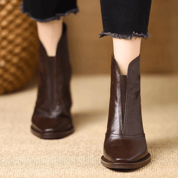 AMELVA™ | Luxury Mid-Heel Ankle Boots