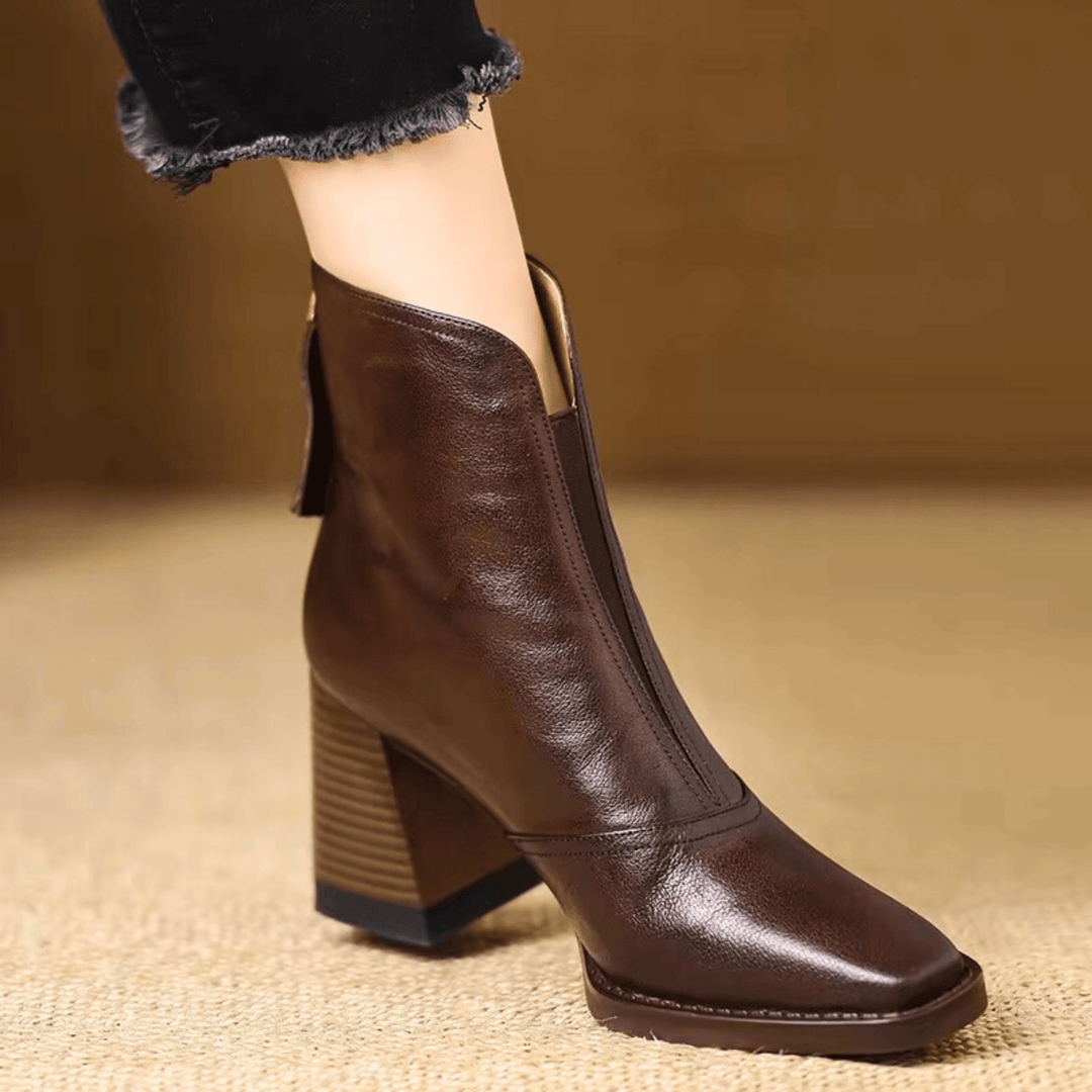 AMELVA™ | Luxury Mid-Heel Ankle Boots